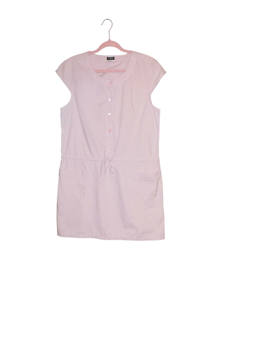 J. Crew Pale Pink Cap-Sleeve Minimalist Everyday 100% Cotton Mini Dress sz L